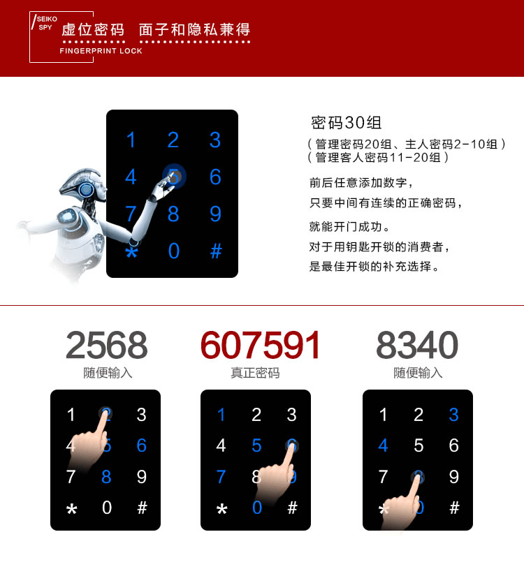 玉蛟龍智能門(mén)鎖 智能鎖防窺視輸入、半導(dǎo)體/光學(xué)指紋傳感器