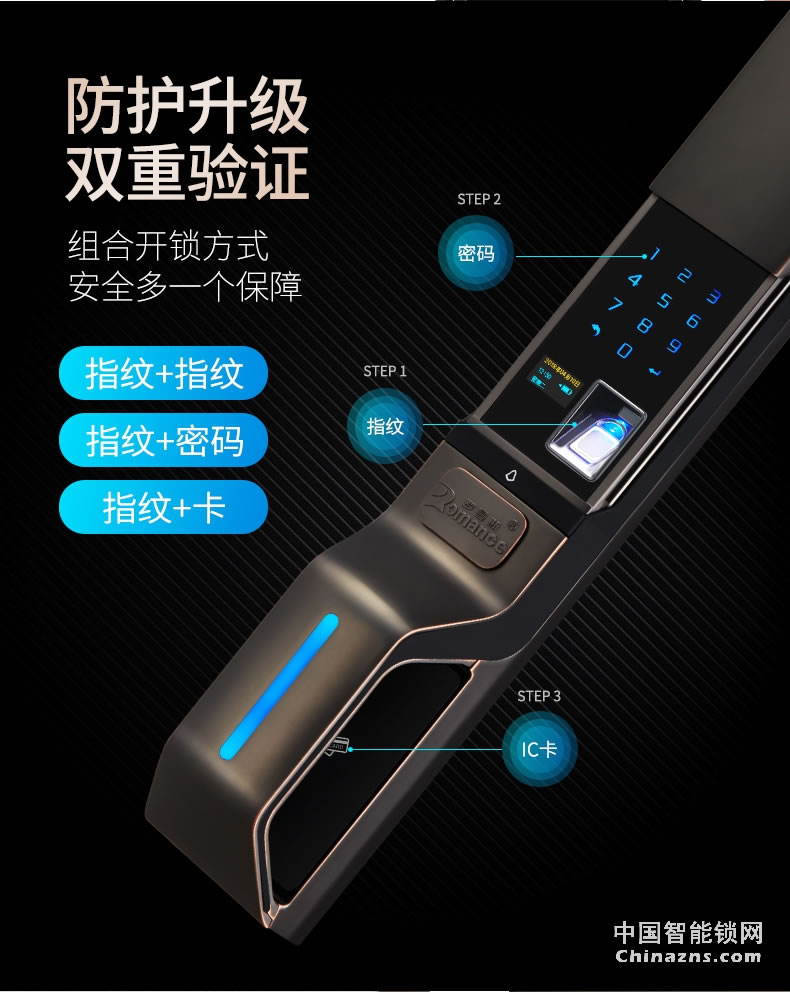 羅曼斯全自動智能鎖DD3 指紋鎖家用防盜門感應(yīng)密碼電子門鎖