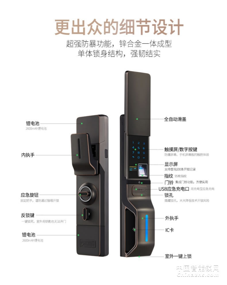 羅曼斯全自動智能鎖DD3 指紋鎖家用防盜門感應(yīng)密碼電子門鎖