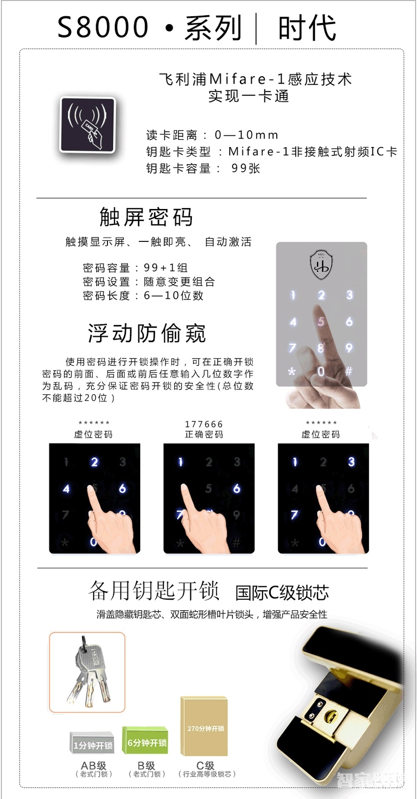 海貝斯智能鎖 智能感應(yīng)鎖直板鋅合金面板珍珠銀