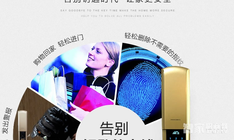 智能屋智能鎖 家用指紋密碼鎖（麗都金）