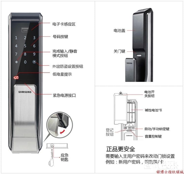 鎖博士 三星智能鎖 指紋鎖密碼鎖 家用防盜電子鎖