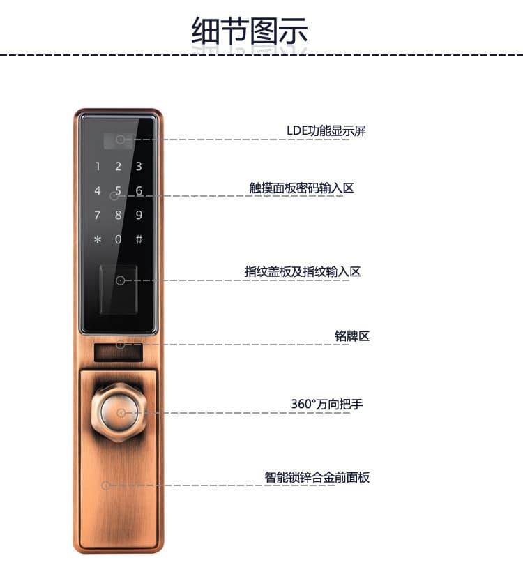 優(yōu)咖萬(wàn)能互換指紋鎖 不銹鋼鎖體智能鎖