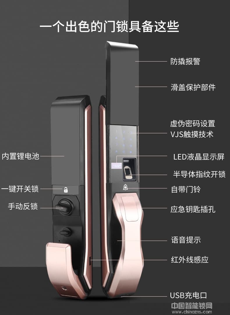 容心全自動指紋鎖 家用防盜門智能鎖