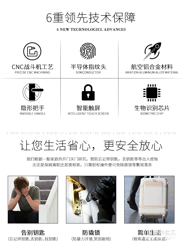 榮事達(dá)品冠智能鎖靈動系列 一鍵開啟 半導(dǎo)體指紋鎖