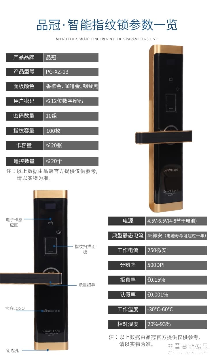 榮事達(dá)品冠指紋鎖小智13 雙曲面設(shè)計(jì)/一觸即開
