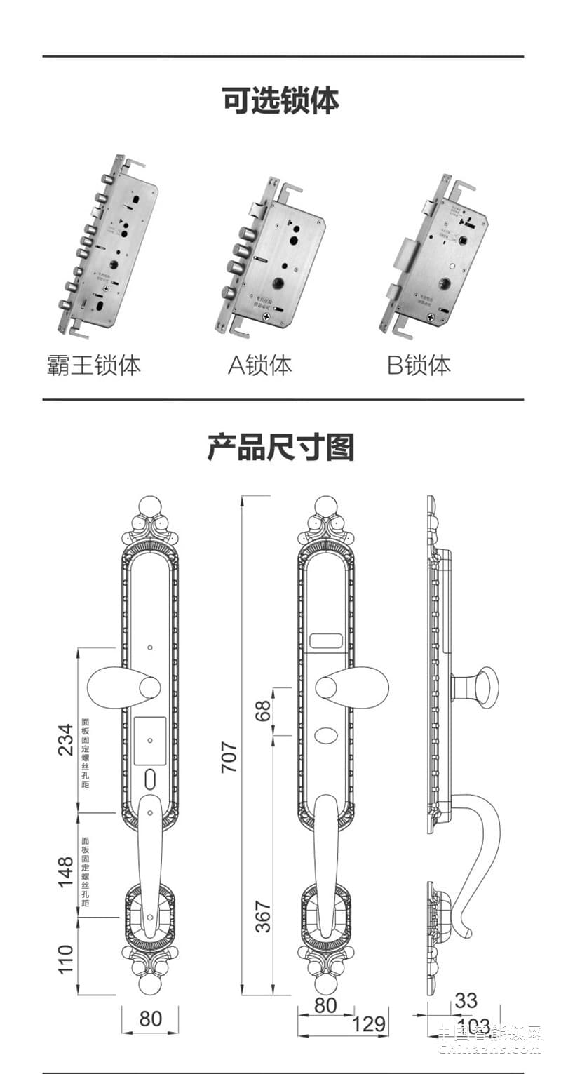 耐特別墅指紋鎖 豪華銅門N6