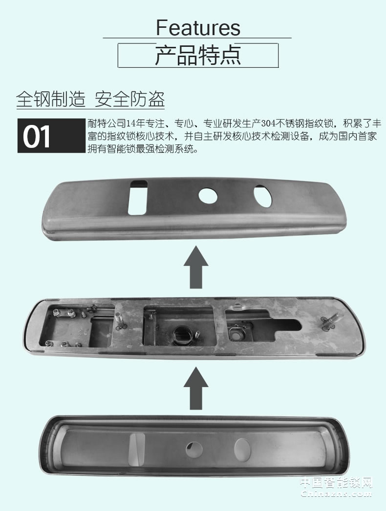 耐特不銹鋼智能鎖 和諧3號(hào) 防盜電子鎖