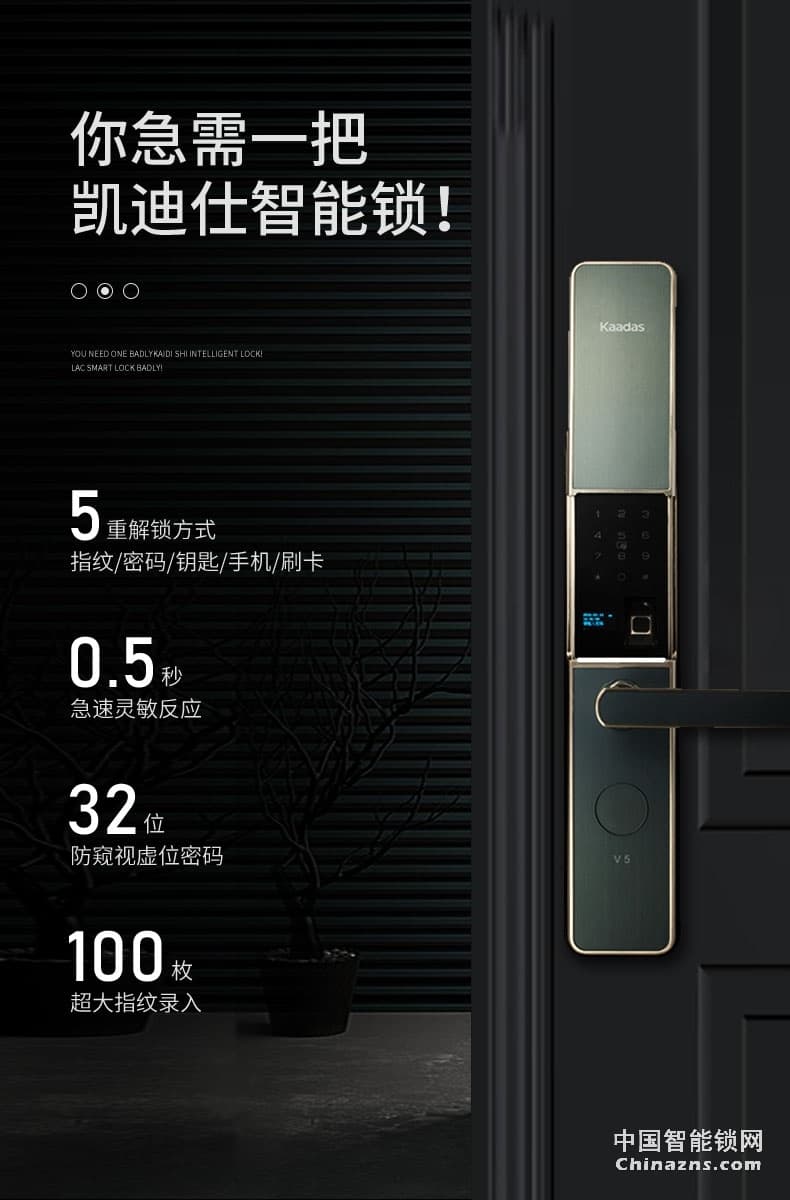 凱迪仕指紋鎖V5 磁卡感應(yīng)鎖電子鎖 密碼鎖門鎖