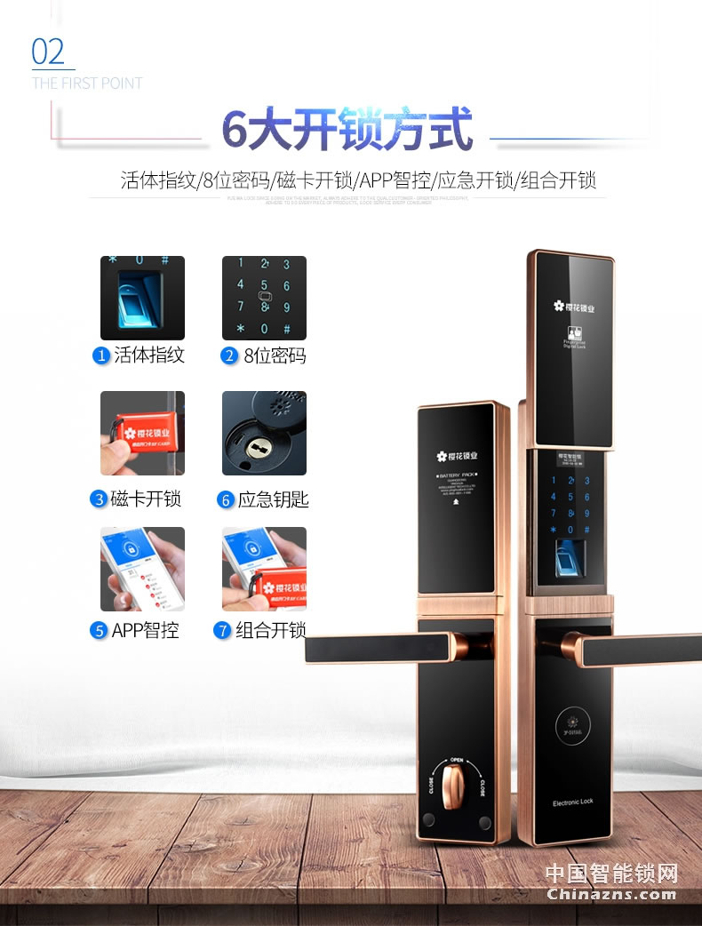 櫻花滑蓋指紋鎖 密碼智能感應(yīng)卡手機(jī)APP電子防盜大門鎖