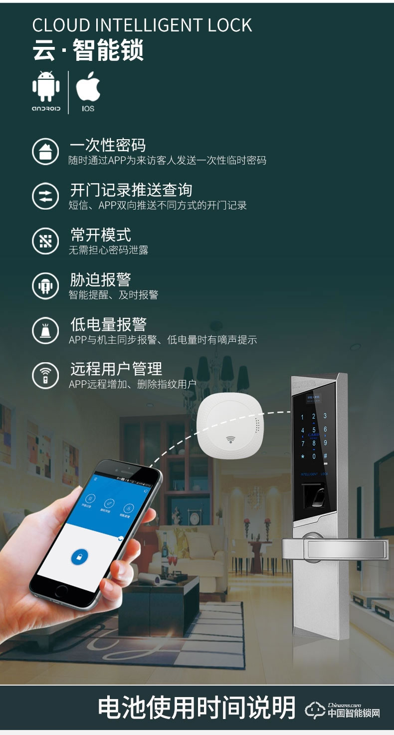 勁圣盾指紋鎖 遠(yuǎn)程遙控鎖不銹鋼電子門禁鎖辦公室指紋鎖