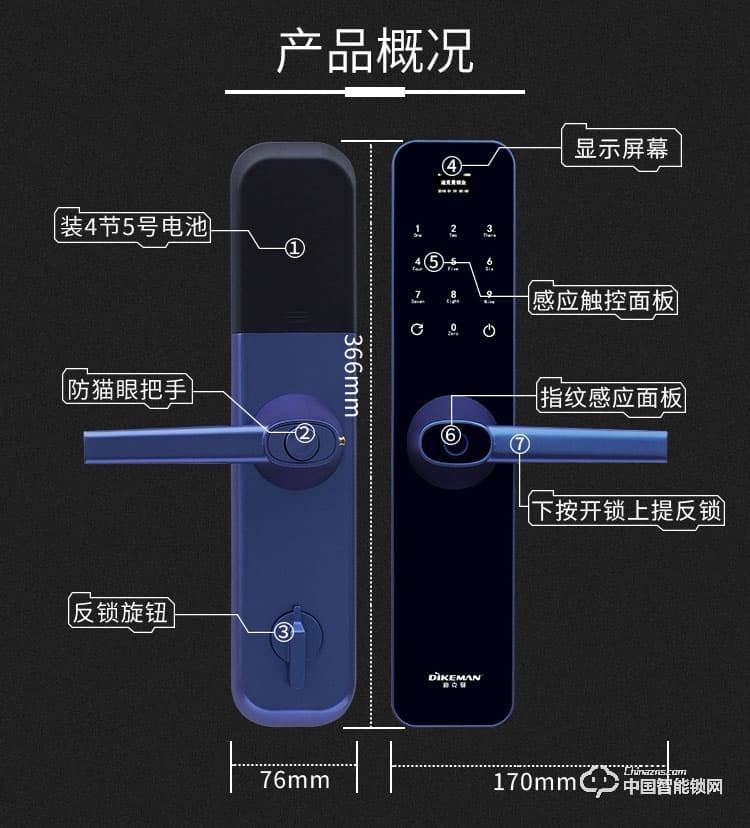 迪克曼智能鎖 防盜智能鎖滑蓋鎖刷卡鎖A11