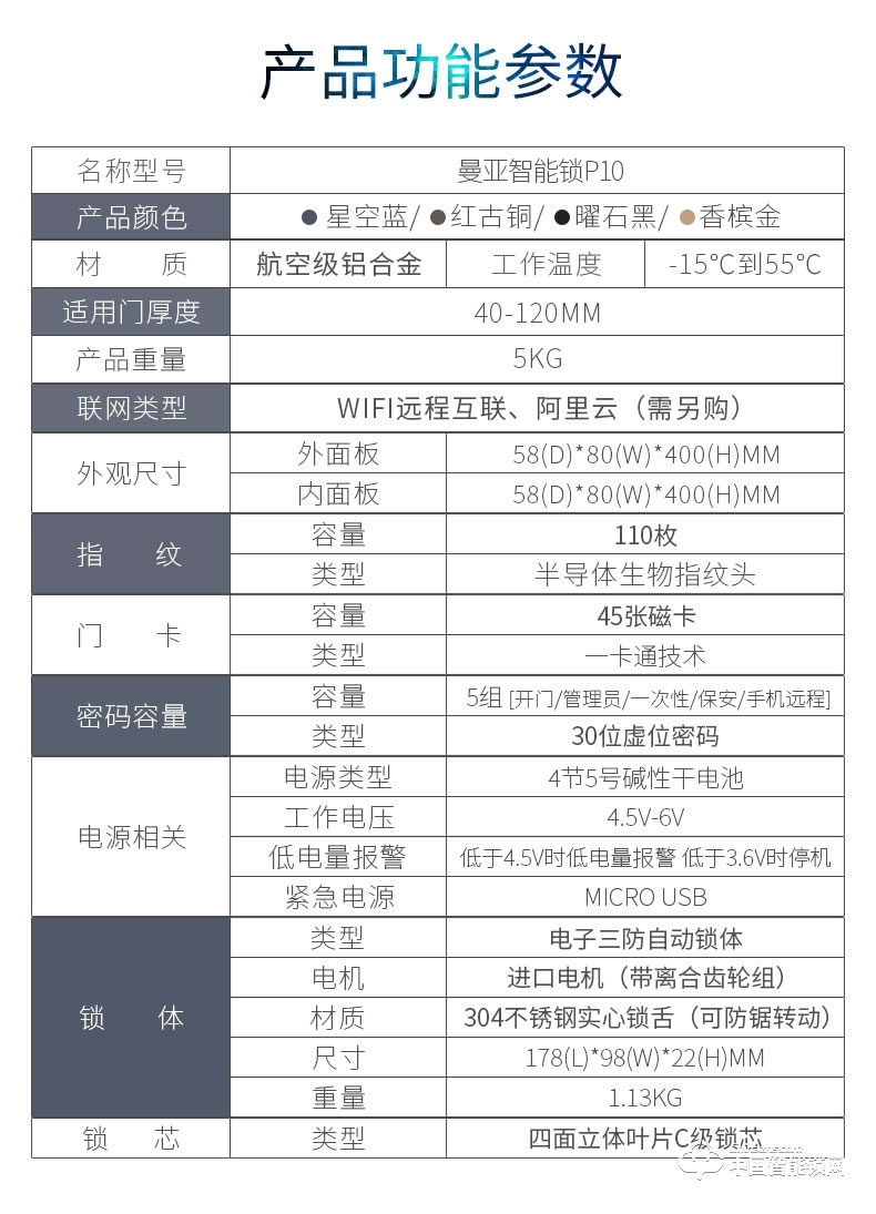 曼亞智能鎖 家用防盜門手機(jī)APP智能鎖P10