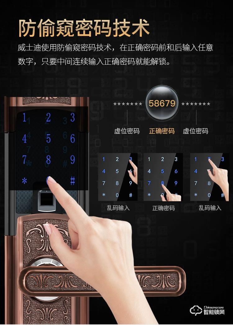 威士迪智能鎖 電子密碼半導(dǎo)體防盜門(mén)鎖