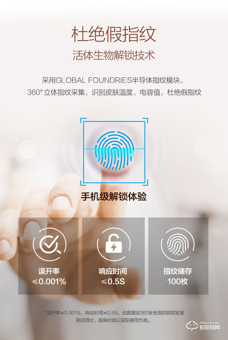 360智能鎖 S1指紋解鎖家用防盜門智能門鎖