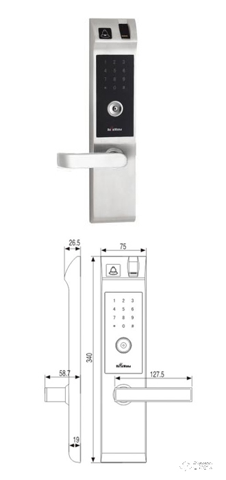 皇鼎智能鎖 DL-2453-CPF-BNSS 電子觸屏密碼指紋執(zhí)手鎖