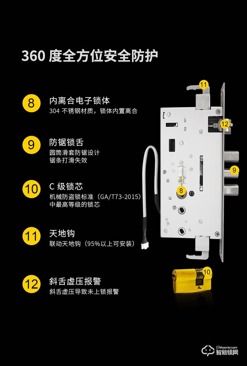 青稞智能鎖 T7華為智卡版家用指紋密碼防盜門(mén)門(mén)鎖