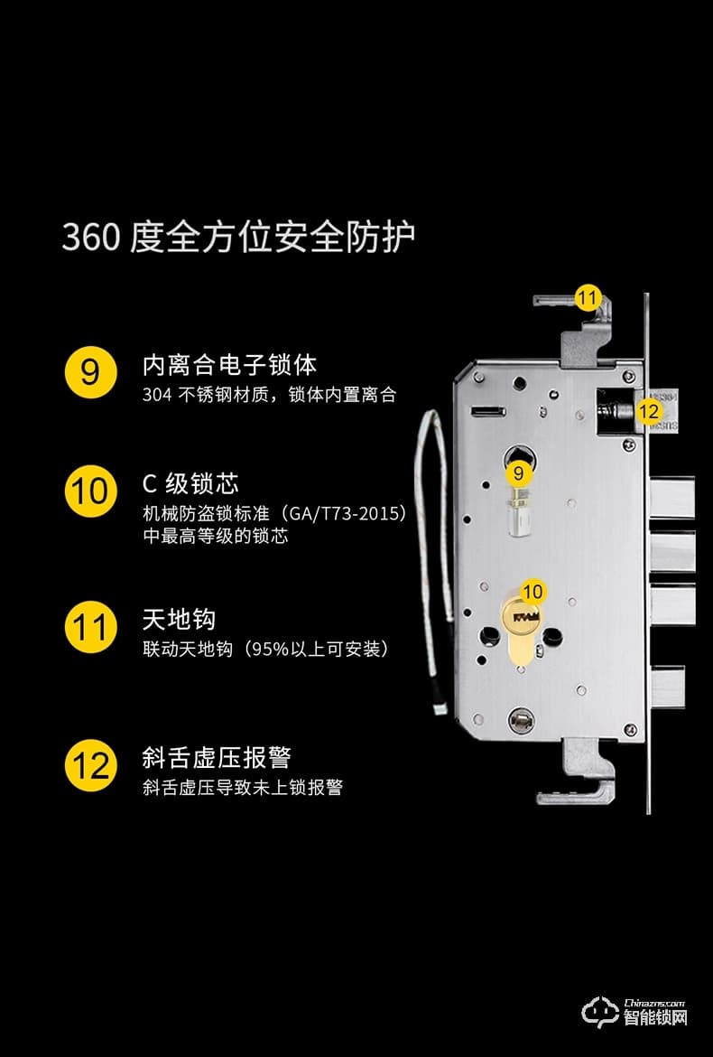 青稞智能鎖 E5H家用華為智卡版密碼防盜門(mén)電子門(mén)鎖