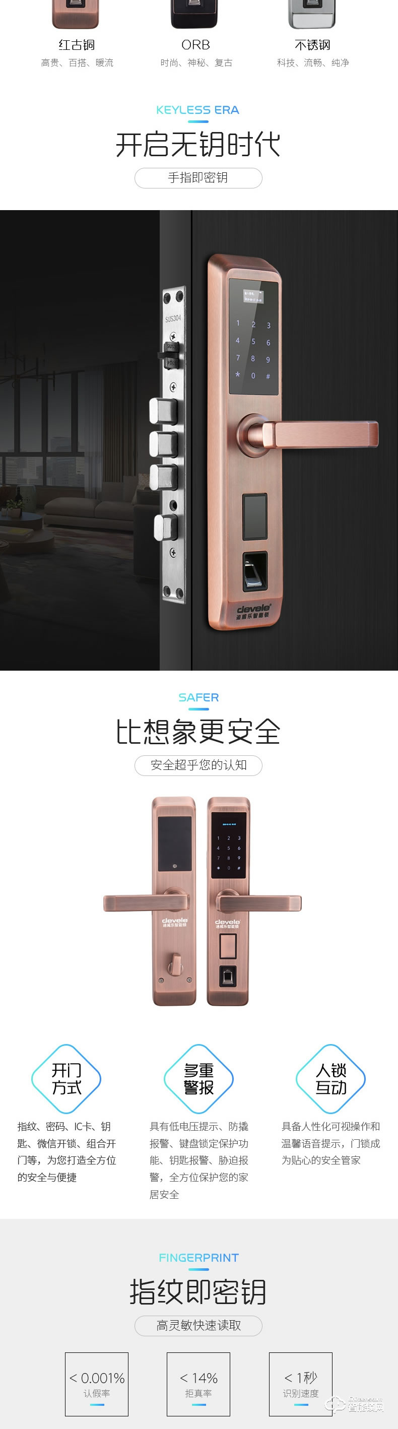 迪威樂(lè)智能鎖 D505家用防盜門鎖指紋鎖