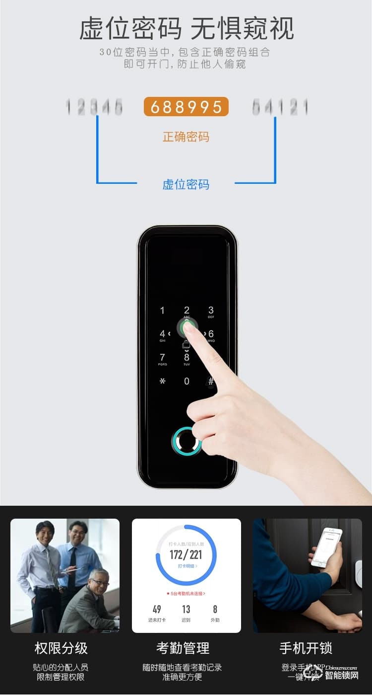 復(fù)旦申花智能鎖 A1辦公室玻璃門鎖