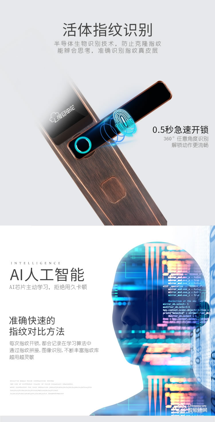 復(fù)旦申花智能鎖 E3家用防盜門智能門鎖
