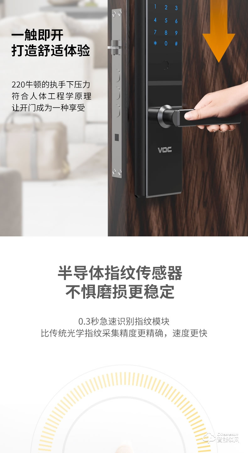 VOC智能鎖 VL8家用防盜門磁卡鎖電子密碼鎖門鎖