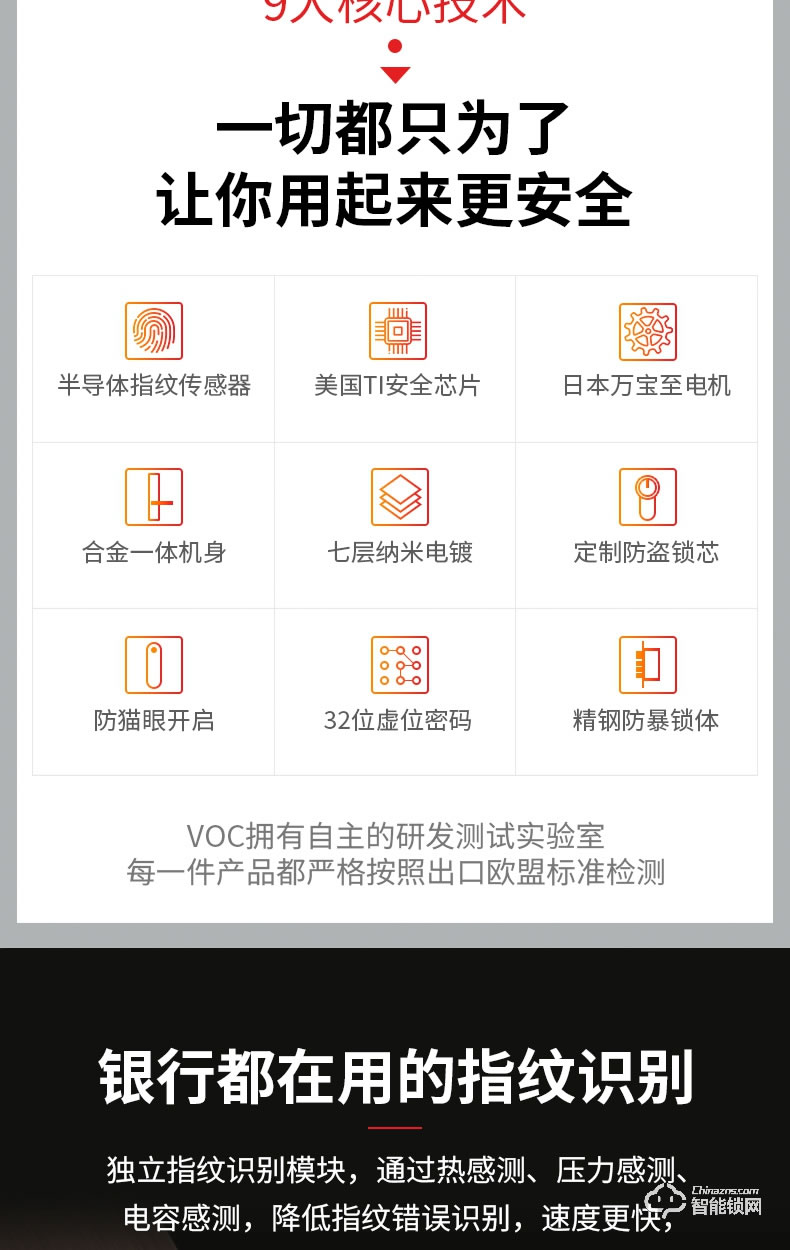 VOC智能鎖 T7703家用防盜門高端密碼鎖門鎖
