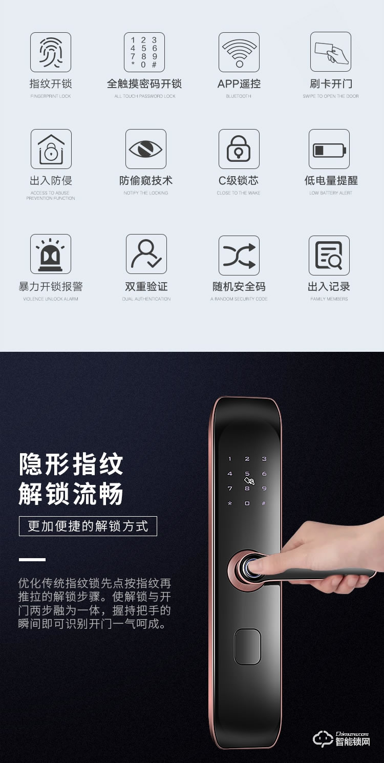艾創(chuàng)米智能鎖 A4S自動電子鎖智能鎖密碼鎖