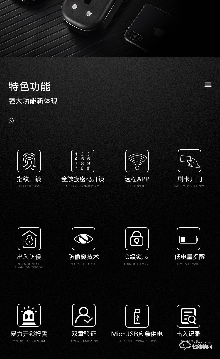 艾創(chuàng)米智能鎖 Q3家用防盜門(mén)密碼鎖電子門(mén)鎖