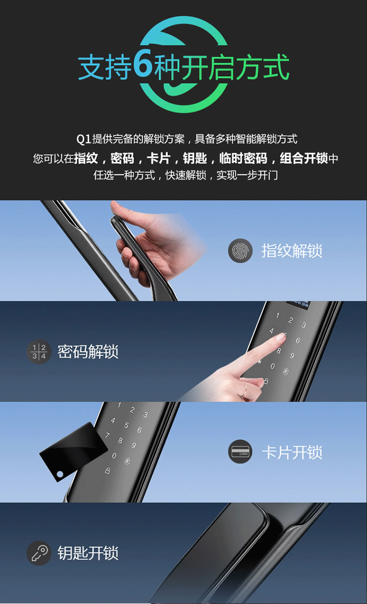 云樂寶智能鎖 Q1家用防盜門密碼磁卡感應(yīng)鎖
