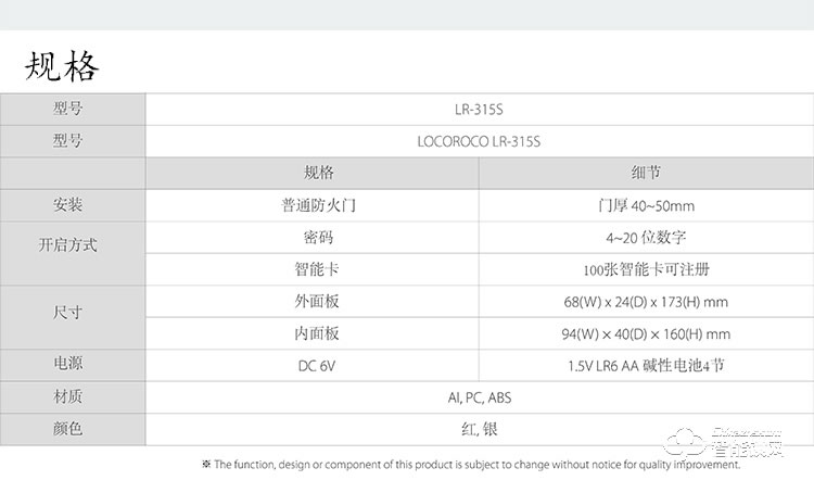 樂(lè)扣樂(lè)扣智能鎖 LR-315S防盜門(mén)鎖智能電子鎖