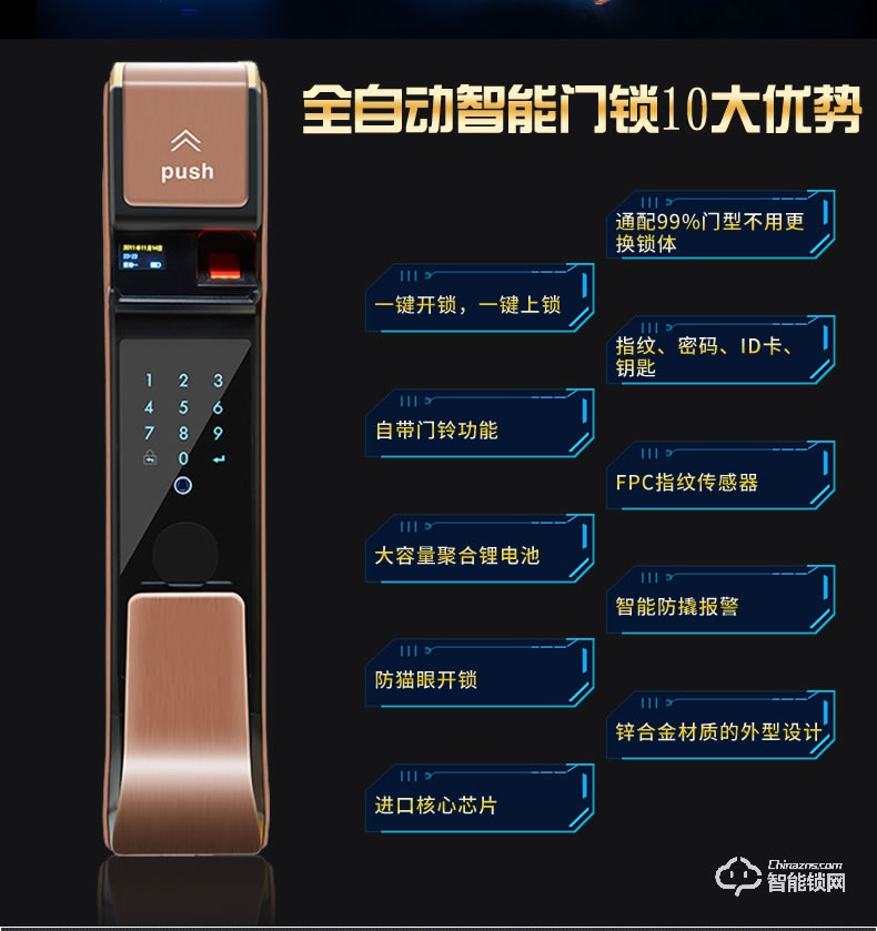 秘堡智能鎖  B系列全自動(dòng)指紋密碼鎖