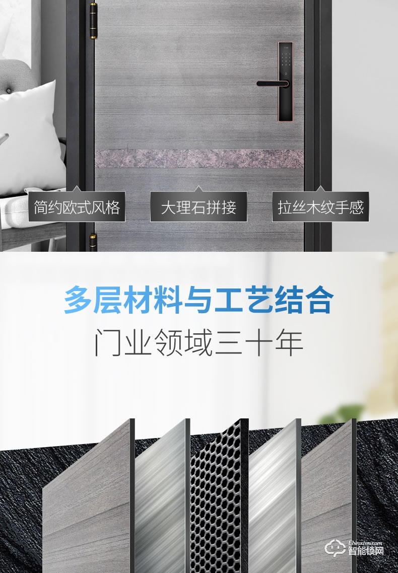 永和安智能門(mén) 吉致1家用指紋密碼安全門(mén)