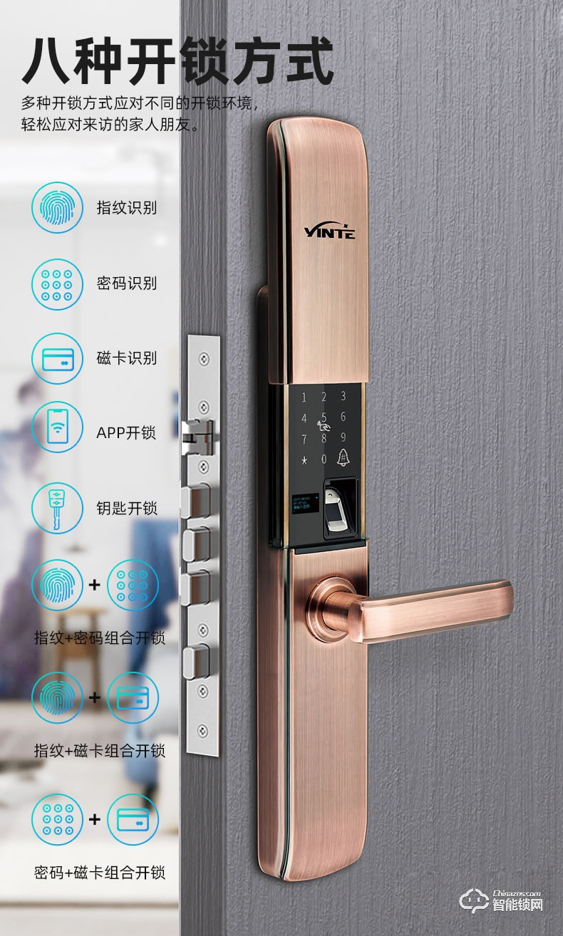 因特智能鎖 Y20家用防盜門鎖大門電子鎖
