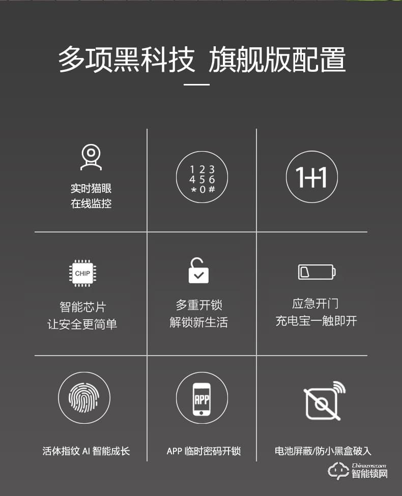 華拓智能鎖 H3X全自動(dòng)內(nèi)置快開(kāi)把手防盜門鎖