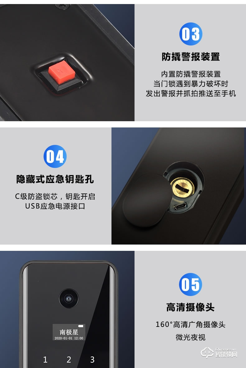 南極星智能鎖 N6家用全自動(dòng)貓眼可視密碼鎖