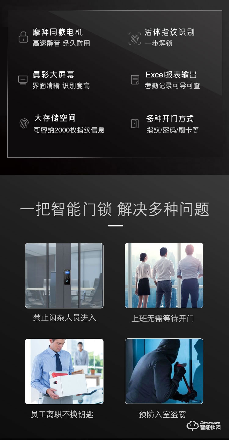 朗順智能鎖 LS-601辦公室玻璃門(mén)指紋鎖