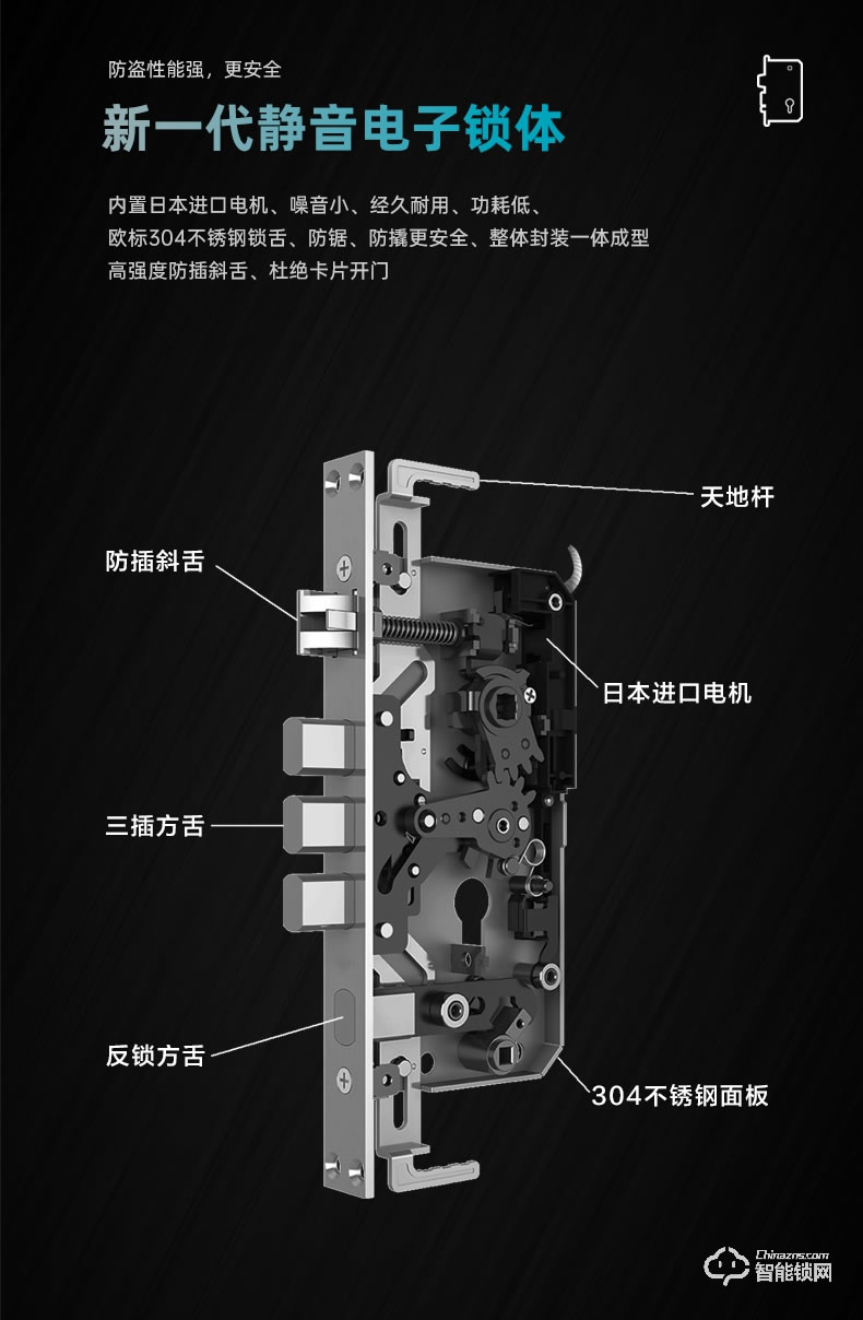 琨山通用智能鎖 D6滑蓋家用防盜門電子密碼鎖