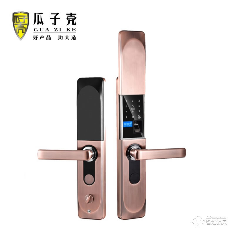 瓜子殼智能鎖 全自動(dòng)滑蓋指紋解鎖門鎖