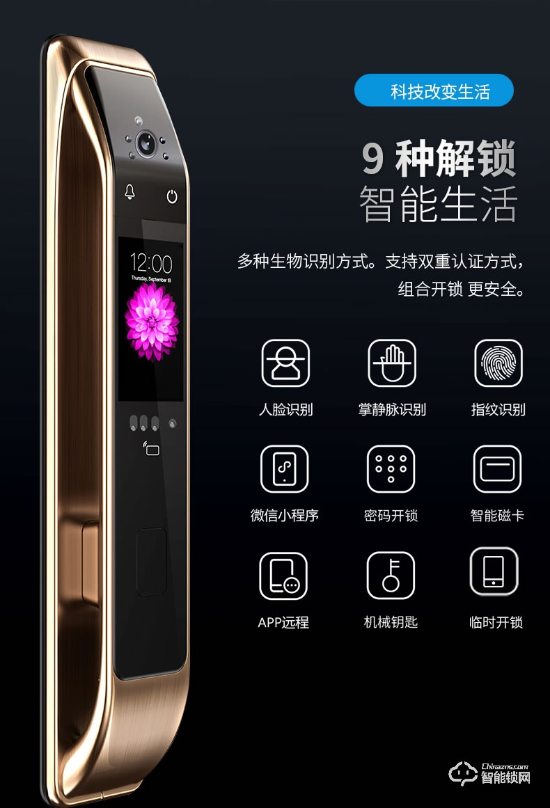 凌振智能鎖 邁凱倫全自動(dòng)人臉識別智能鎖