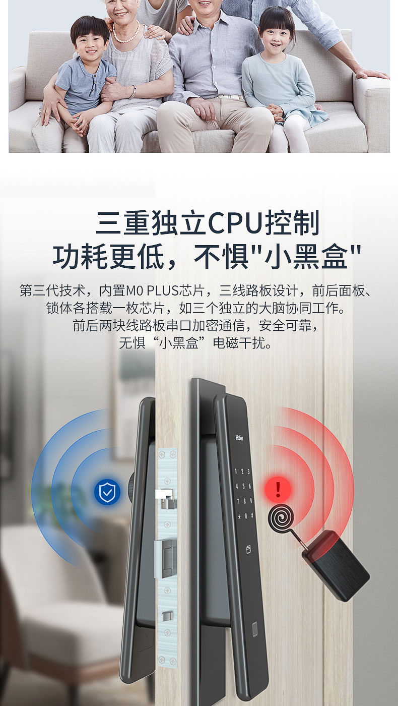 海爾Haier智能鎖全自動(dòng)指紋鎖家用防盜門鎖十大品牌電子鎖推拉密碼鎖66P