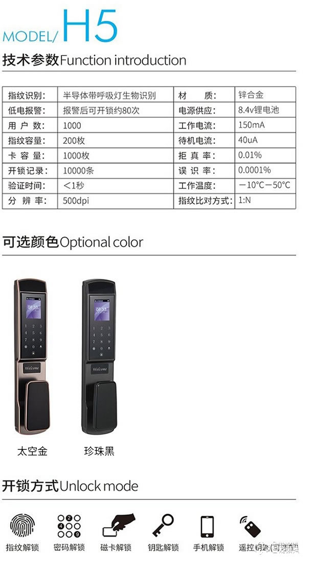 嘉仕邦半導(dǎo)體指紋傳感器智能鎖H5生物識別技術(shù)