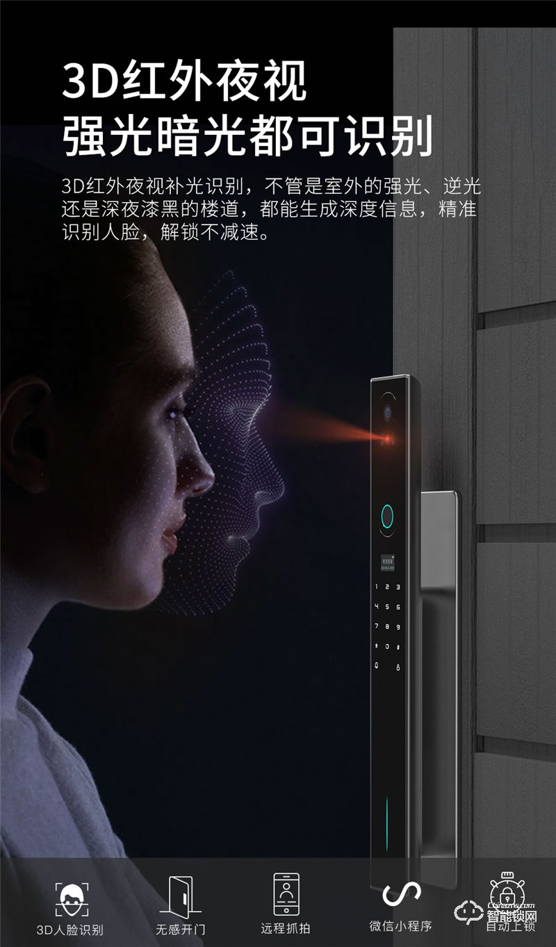 魅指3D雙目人臉識(shí)別智能鎖 刷臉秒開(kāi)無(wú)感開(kāi)門(mén)