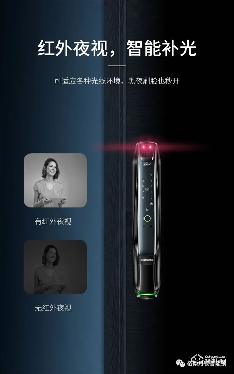 格斯丹頓智能鎖F7Pro 3D人臉視頻智能鎖