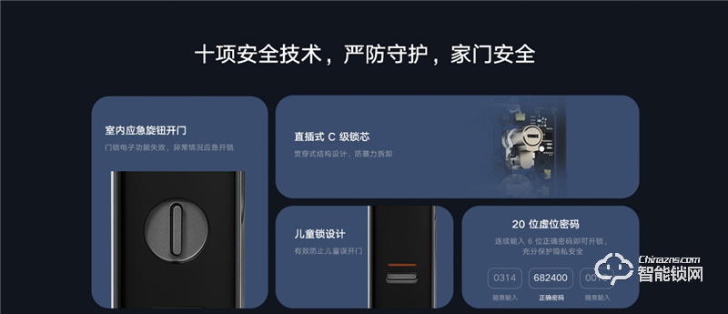 小米智能門鎖M20 全自動(dòng)指紋鎖密碼家用防盜門電子鎖