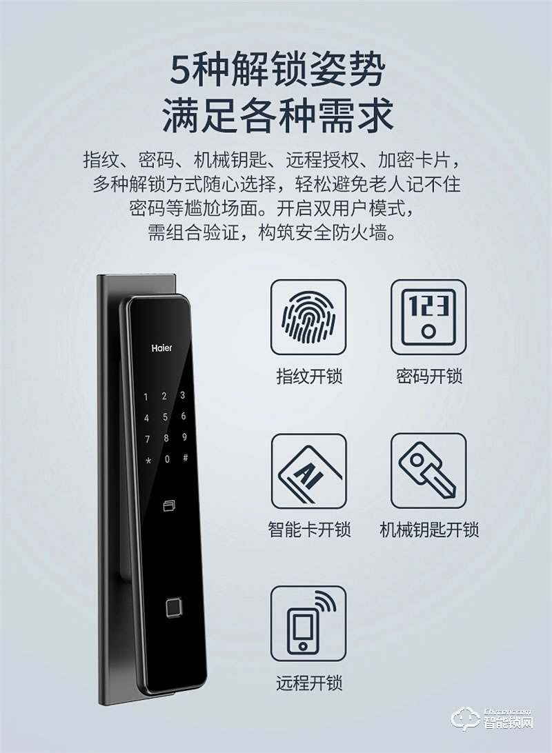 海爾智能門(mén)鎖P66 家用防盜門(mén)智能鎖密碼鎖