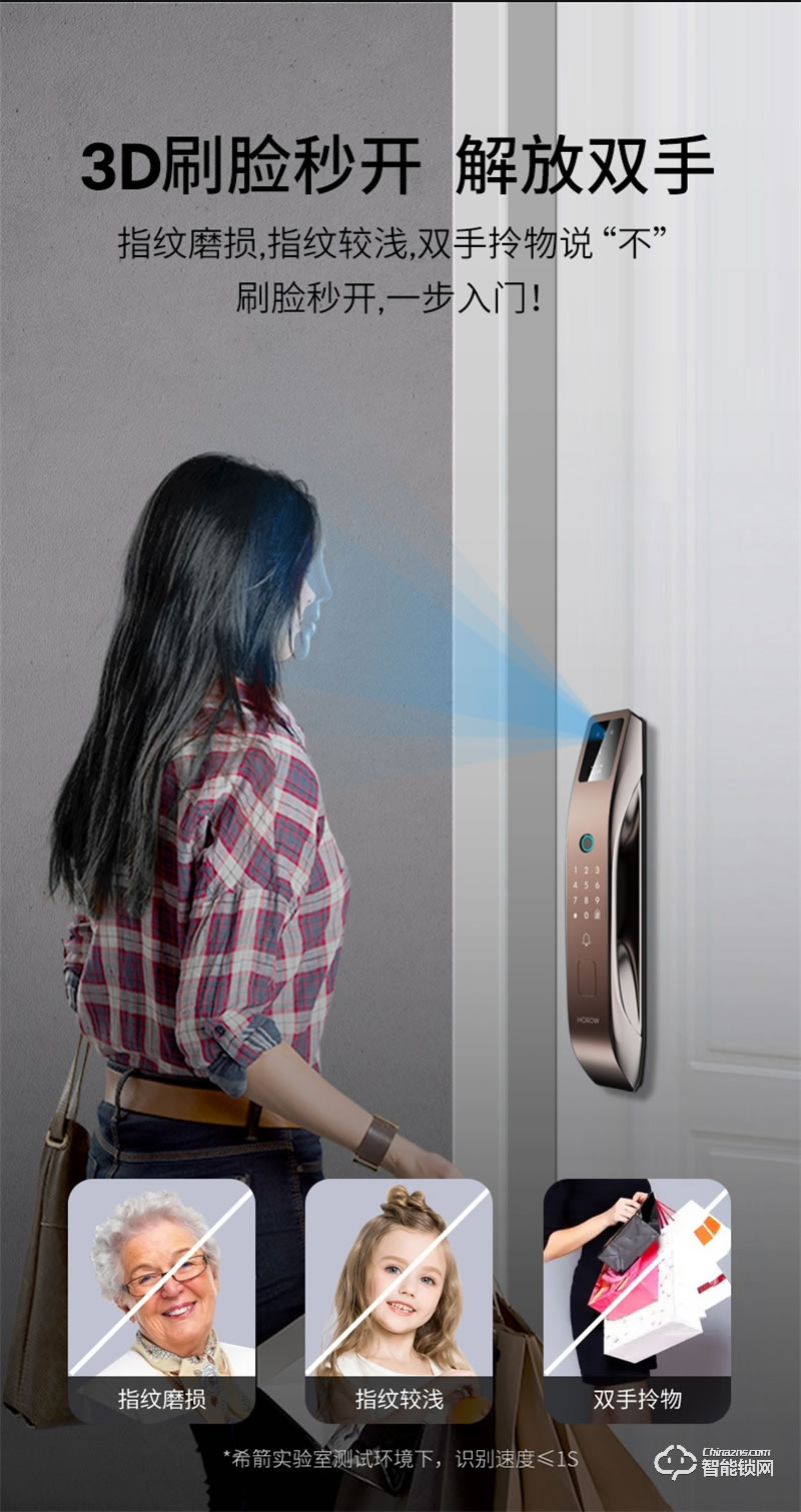 希箭指紋鎖R10真3D人臉識(shí)別智能門鎖 家用防盜門電子鎖