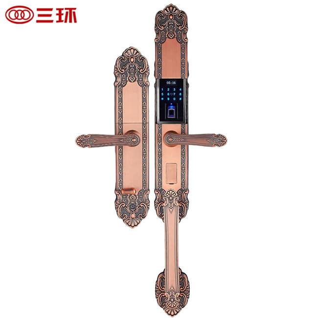 三環(huán)指紋鎖 歐式復(fù)古別墅大門密碼鎖 雙開(kāi)門電子鎖