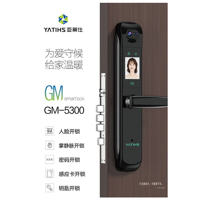 亞蒂仕智能鎖 GM5300全自動(dòng)人臉智能鎖