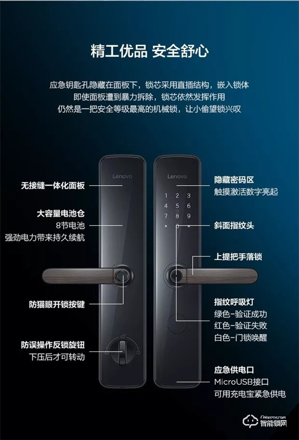 【新品上市】聯(lián)想E1智能門鎖：超大指紋識別 靈動解鎖